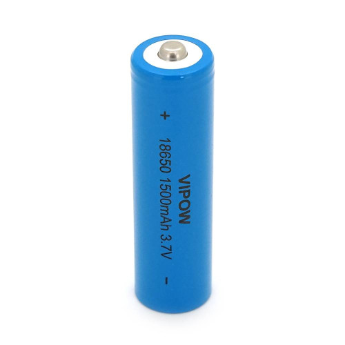 Акумулятор 18650 Li-Ion Vipow ICR18650 TipTop, 1500mAh, 3.7V, Blue Q50/500