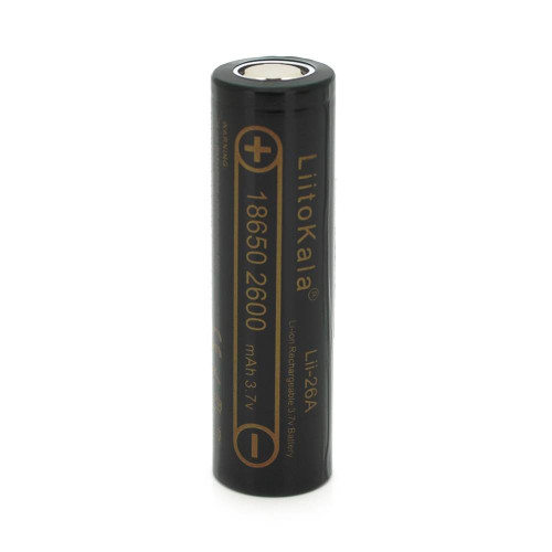 Акумулятор 18650 Li-Ion LiitoKala Lii-26A, 2600mah (2450-2650mah), 3.7V (2.75-4.2V), Black, PVC BOX Q2,цiна за 1 шт