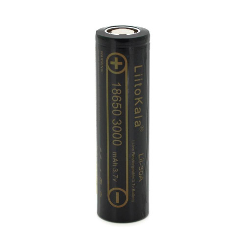 Акумулятор 18650 Li-Ion LiitoKala Lii-30A, 3000mah (2850-3250mah), 30A, 3.7V (2.75-4.2V), Black, PVC BOX Q2,цiна за 1 шт