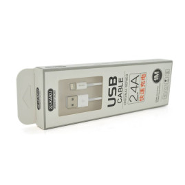Кабель iKAKU YUANZHUANG charging data cable series for iphone, White, довжина 1м, 2,4А, BOX