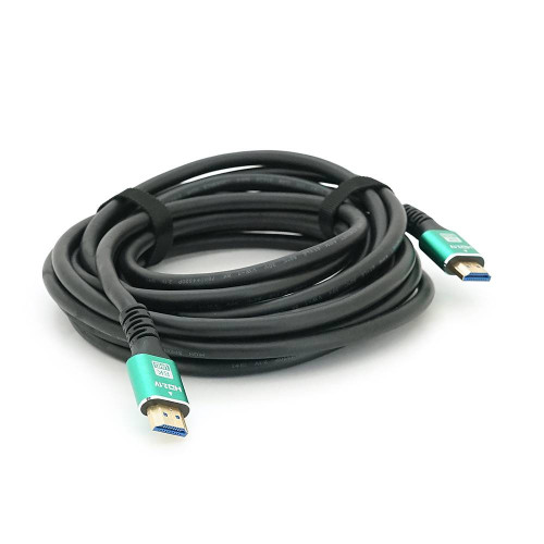 Кабель Merlion HDMI-HDMI 8K Ultra HD (7680x4320P), 5.0m, v2,1, круглий Black, коннектор Blue, Blister-box, Q50