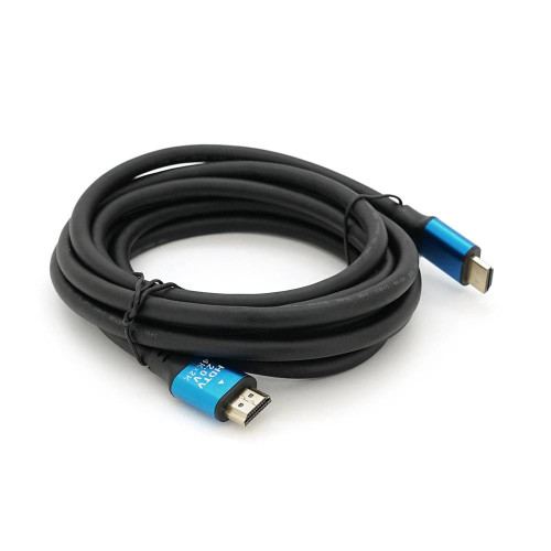 Кабель Merlion HDMI-HDMI 4Kx2K Ultra HD, 3.0m, v2,0, круглий Black, коннектор Blue, Blister-box, Q80