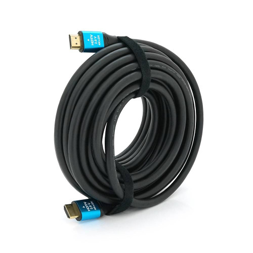Кабель Merlion HDMI-HDMI 4Kx2K Ultra HD, 10.0m, v2,0, круглий Black, коннектор Blue, Blister-box, Q20