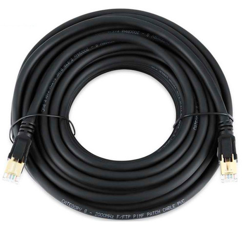 Патч-корд литий VEGGIEG, CCA, SSTP, RJ45, Cat.8, 10m, чорний