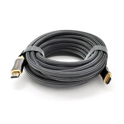 Кабель VEGGIEG HX-10 HDMI-HDMI 2K * 4K, 10.0m, v2,0, OD-8.0mm, круглий, обплетення, Black, коннектор Black-Gold, Box