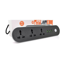 Мережевий фільтр ТВ-Т56, 3 розетки + 3 USB, 2 м, перетин 3х0,75мм, 2500W, Black, Box