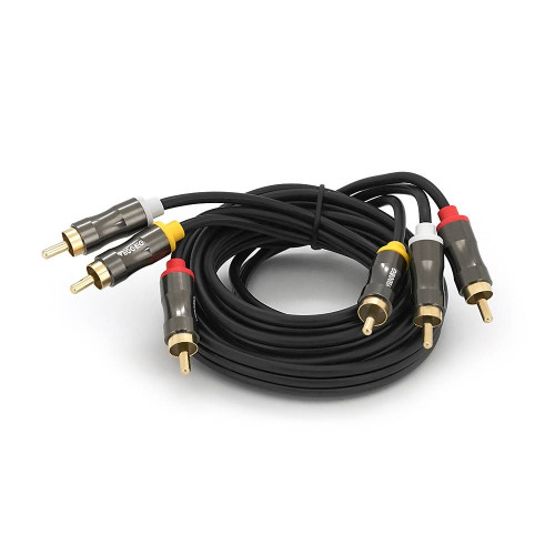 Кабель VEGGIEG AV301 Audio-Video 3хRCA (тато) => 3хRCA (тато), GOLD connector,круглий, Black, 1,5 м, Пакет