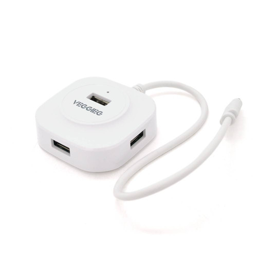 Хаб VEGGIEG V-C242 Type-C, 4 порти USB 2.0, 20 см,White, Box
