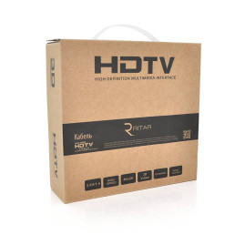 Кабель Ritar Premium PL-HD347 HDMI-HDMI 19+1, Ultra HD 4Kx2K, 2160P, 5.0m, v2,0, OD-6.0mm, з фільтром, круглий Black, конектор Gold, Box, Q70