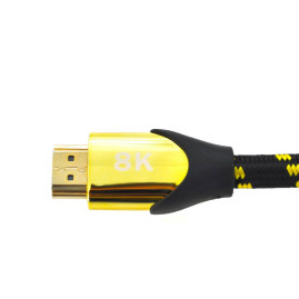Кабель Ritar PL-HD207 HDMI-HDMI 19 + 1, UltraHD 8K 60HZ, 4K 120HZ, 3.0m, v2,1, OD-6.3mm, з фільтром, в оплетке Black / Gold, коннектор Gold, Blister, Q100