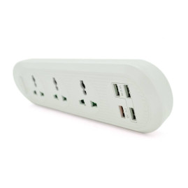 Мережевий фільтр ТВ-Т16, 3 розетки + 4 USB, 2 м, перетин 3х0,75мм, 3000W, White, Box