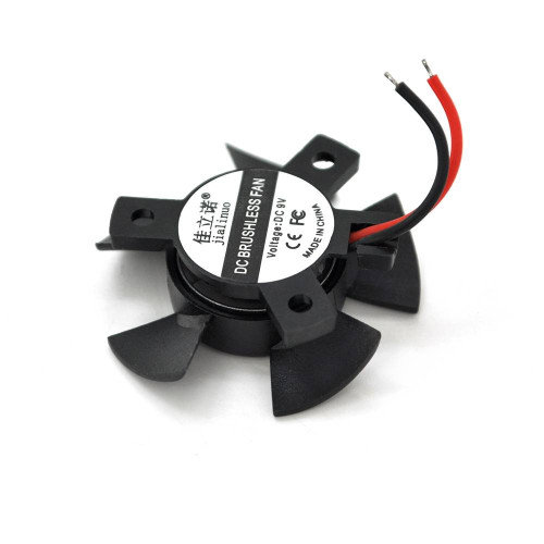Кулер корпусний JLN3510, 35x35x10mm, 9V/0.09A/0.8W, 2-pin, під пайку, Black, OEM.