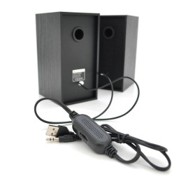 Колонки 2.0 Kisonli T-004для ПК і ноутбука, USB + 3.5mm, 2x3W, 20Hz- 20KHz, Black, BOX, Q40