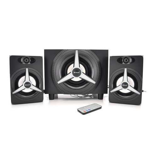 Колонки 2.1 Kisonli TM-7000A, для ПК і ноутбука, живлення 220V + jack 3.5mm, 15W+2x5W, 20Hz- 20KHz, з сабвуфером, bluetooth, Black, BOX, Q6