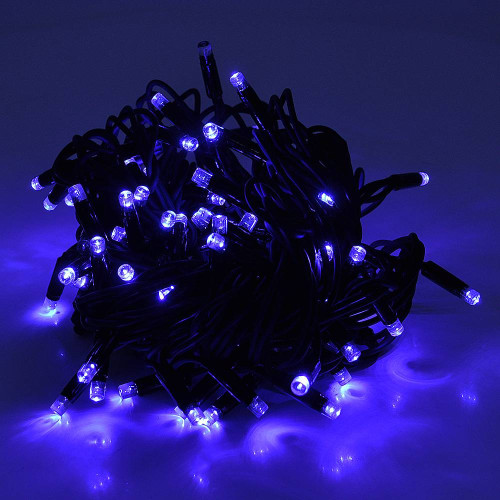 Гірлянди 100LED (ДИОД) Blue, 10 метрів, чорна ізоляція (вулична), BOX