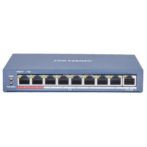 8 портовий POE комутатор Hikvision DS-3E0109P-E(C) 8xRJ45 (100M) PoE + 1x RJ45 (100M)