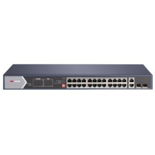 24-портовий некерований Hi-PoE комутатор Hikvision DS-3E0528HP-E, 20×1000 Мбіт/с POE+ (4 Hi-PoE) + 2×1000 Мбіт/с SFP