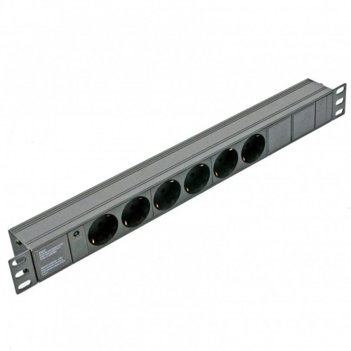 Блок Kingda 19" на 6 троянд. нім. станд., 10А, з індикат., без шнура, чорний, 1U