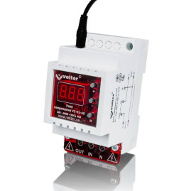 Захисне реле з контролем струму та напруги Volt-control VC-01-40Т на DIN-рейку, 32А, 7000Вт, 85-400В, тримодульне (червоний індикатор)