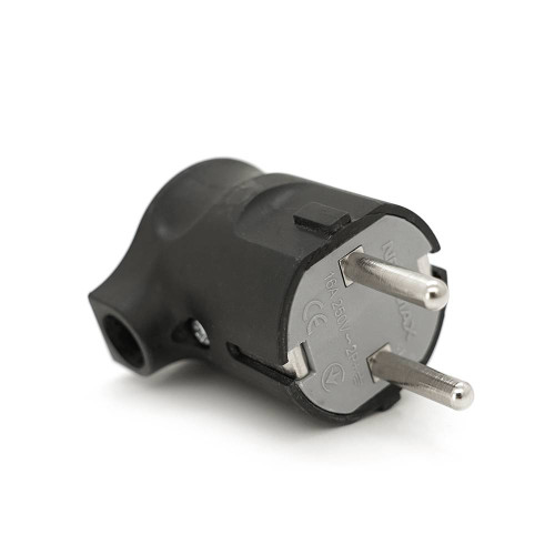 Вилка із заземленням кутова, 16A 250V, A105, Black, Q40