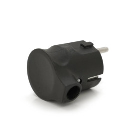 Вилка із заземленням кутова, 16A 250V, A105, Black, Q40