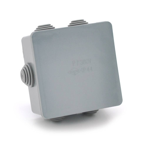 Коробка розподільна зовнішня PIPO Premium Р70 95х95х50мм; IP55; пластик; (РР) 6 гермовводів; сіра; Q24