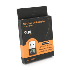 Бездротовий мережний адаптер Wi-Fi-USB Merlion LV-UW06D, RT7601, 802.11bgn, 150Mbps, 2.4GHz, WIN7/XP/Vista/2K/MAC/LINUX, Blister Q400