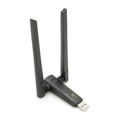 Бездротовий мережний адаптер Wi-Fi-USB Merlion LV-UAC21, RTL8811CU, з 2-ма антенами 10см, 802.11 a/b/g/n, 600MB, 2.4 GHz, Blister Q50