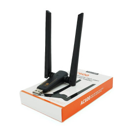 Бездротовий мережний адаптер Wi-Fi-USB Merlion LV-UAC21, RTL8811CU, з 2-ма антенами 10см, 802.11 a/b/g/n, 600MB, 2.4 GHz, Blister Q50