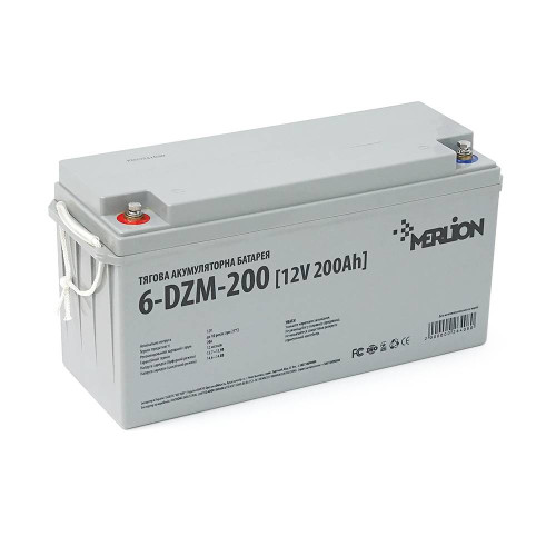 Тягова акумуляторна батарея AGM MERLION 6-DZM-200, 12V 200Ah М8 (495*165*230), Q1