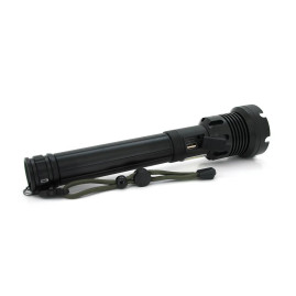 Ліхтар ручний Voltronic XHP90.2, 1LED XHP110, 72W, бічний світлодіод, 7 режими, ZOOM, 2х18650/без Акб, Black, IP40, кабель USB-micro, 260х60х35мм, BOX
