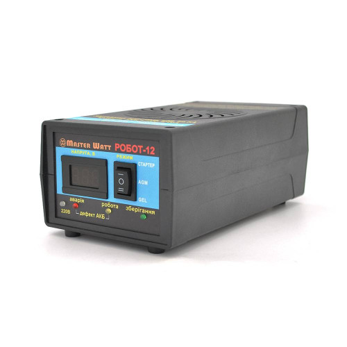 Інтелектуальне ЗУ РОБОТ-12 десульфатирующее для акумулятора 12V (1-200Ah) (MF, WET,AGM,GEL,CA/CA), 160-245V,Ток заряду 12,5А, крокодили в комплекті