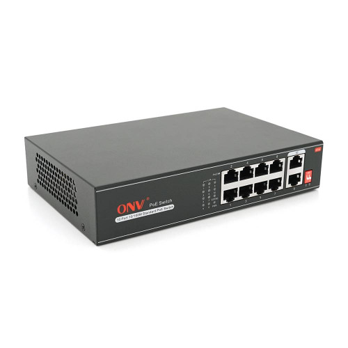 8ми портовий PoE комутатор з автоперезапуском ONV-H1108PLD, 8хРоЕ 100 Мбіт + 2хUplink 100 Мбіт до 250м, IEEE802.3af/at, загальна потужність 120Вт