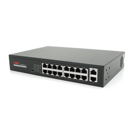 16ти портовий PoE комутатор ONV-H1016PLS 16 портів РоЕ 100 Мбіт + 2 Uplink 1000 Мбіт, до 250м, IEEE802.3af/at, загальна потужність 160Вт