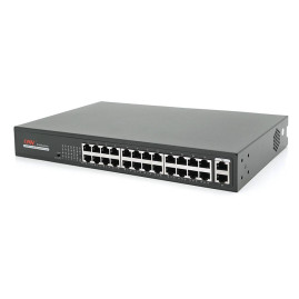 24х портовий PoE комутатор ONV-H1024PLS 24 порти РоЕ 100 Мбіт + 2 Uplink 1000 Мбіт, до 250м, IEEE802.3af/at, загальна потужність 250Вт