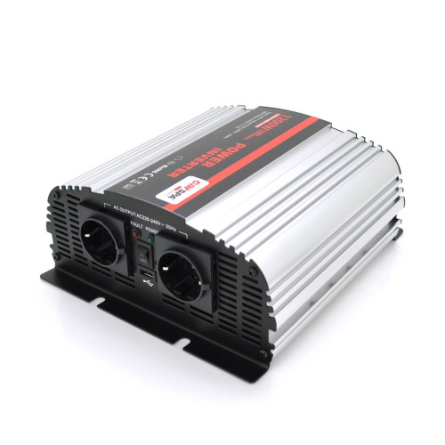 Інвертор напруги Carspa-1200-242 (1200Вт), 12/220V, approximated,2Shuko, USB, клеми, Box Q4