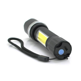 Ліхтарик ручний LATERNA M919, COB+ 3W XPE led, Zoom, 2+1 режим, корпус метал, вбудований аккум, USB кабель, IP40, 140х33х26, Box