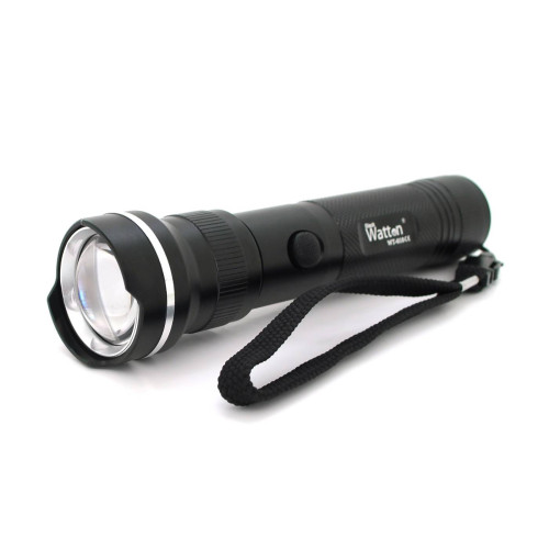 Ліхтар ручний Watton WT-010, 1LED CREE Q5, 3W, 5 режими, ZOOM,18650/3200mah, Black, IP40, СЗУ під 2 акб, 180х45х34мм, BOX