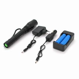 Ліхтар ручний Watton WT-241, 1LED Cree Q5, 3W, 5 режимів, ZOOM, 2х18650/2800mah, Black, IP44, СЗУ+АЗУ, 222х34х25мм, BOX