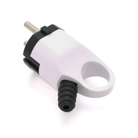 Вилка Євро із заземленням кутова з кільцем, розбірна, Premium, 16А 220V, колір білий, Q30