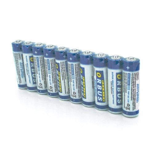 Батарейка сольова Orbus Zinc Carbon 1.5V AA/LR06, 10штуки shrink