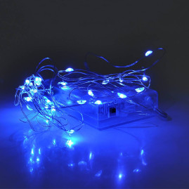 Гірлянди 20LED, 1 режим, 2 метри, прозора ізоляція, живлення від 3 * АА , Blue, OEM