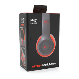 Бездротові навушники Bluetooth P47 Led, Red/Silver