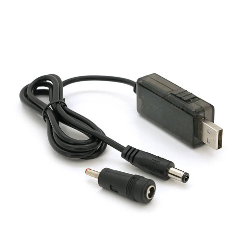 Кабель для роутера 5.5/2.5mm(M)=> USB2.0 (Out:12V/9V)+перехідник 5.5/2.5mm(F)=> 3.5*2.0(M), 1м, Black, OEM
