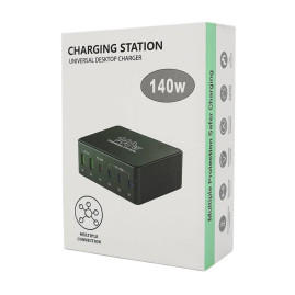 Зарядна станція V-118H потужністю 140W, Output: 2USB+4Type-C, DC: 5V/3, 9V/3A, 12V/3A, 20V/5A, Black