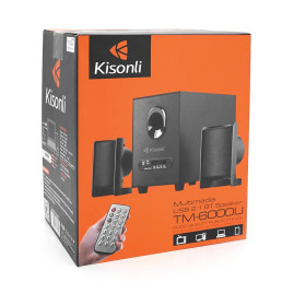 Колонки Kisonli TM-1000U, 5W+2x3W, USB/TF/BT/FM/AUX/LED light, із сабвуфером, DC: 5V, Black, BOX, Q8