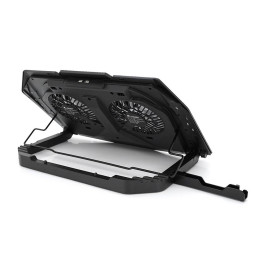 Підставка для ноутбука IceCoorel N10, 10-18", 2*125mm 1400±10% RPM, корпус пластик+алюміній, 2xUSB 2.0+LCD display+підставка для мобільного телефону