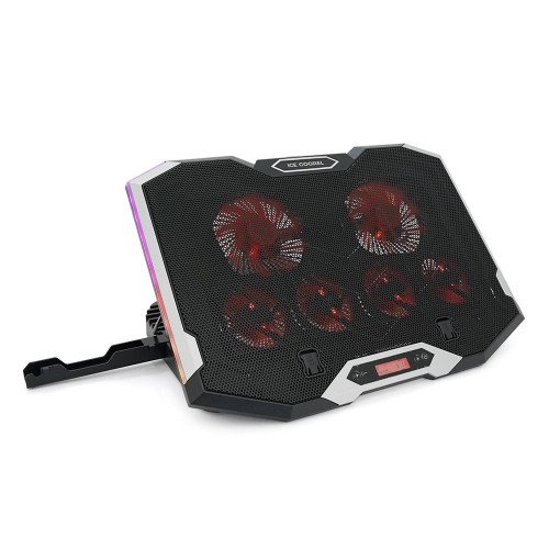 Підставка для ноутбука IceCoorel K9, 10-17", 2*100mm 1400±10% RPM + 4*70mm 2500±10%RPM, 2xUSB2.0 + підставка для мобільного телефону