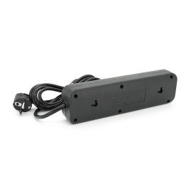 Мережевий фільтр F23U, 3 розетки EU +3 USB + PD, кнопка включення з індикатором, 2 м, 3х0,75мм, 2500W, Black, Box