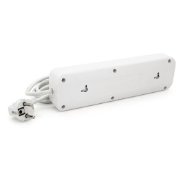Мережевий фільтр F23U, 3 розетки EU+3 USB+PD, кнопка включення з індикатором, 2 м, 3х0,75мм, 2500W, White, Box